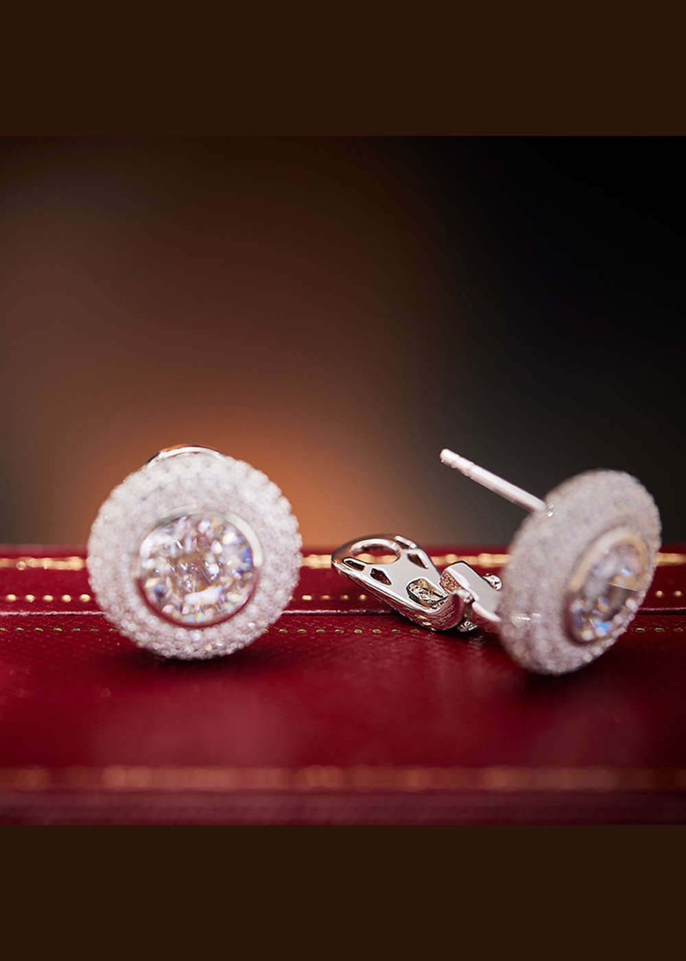 Vintage Simple Round Silver Zircon Earrings
