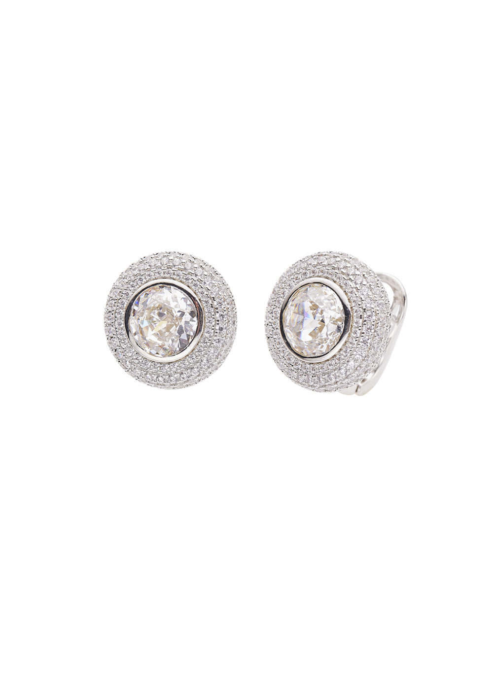 Vintage Simple Round Silver Zircon Earrings