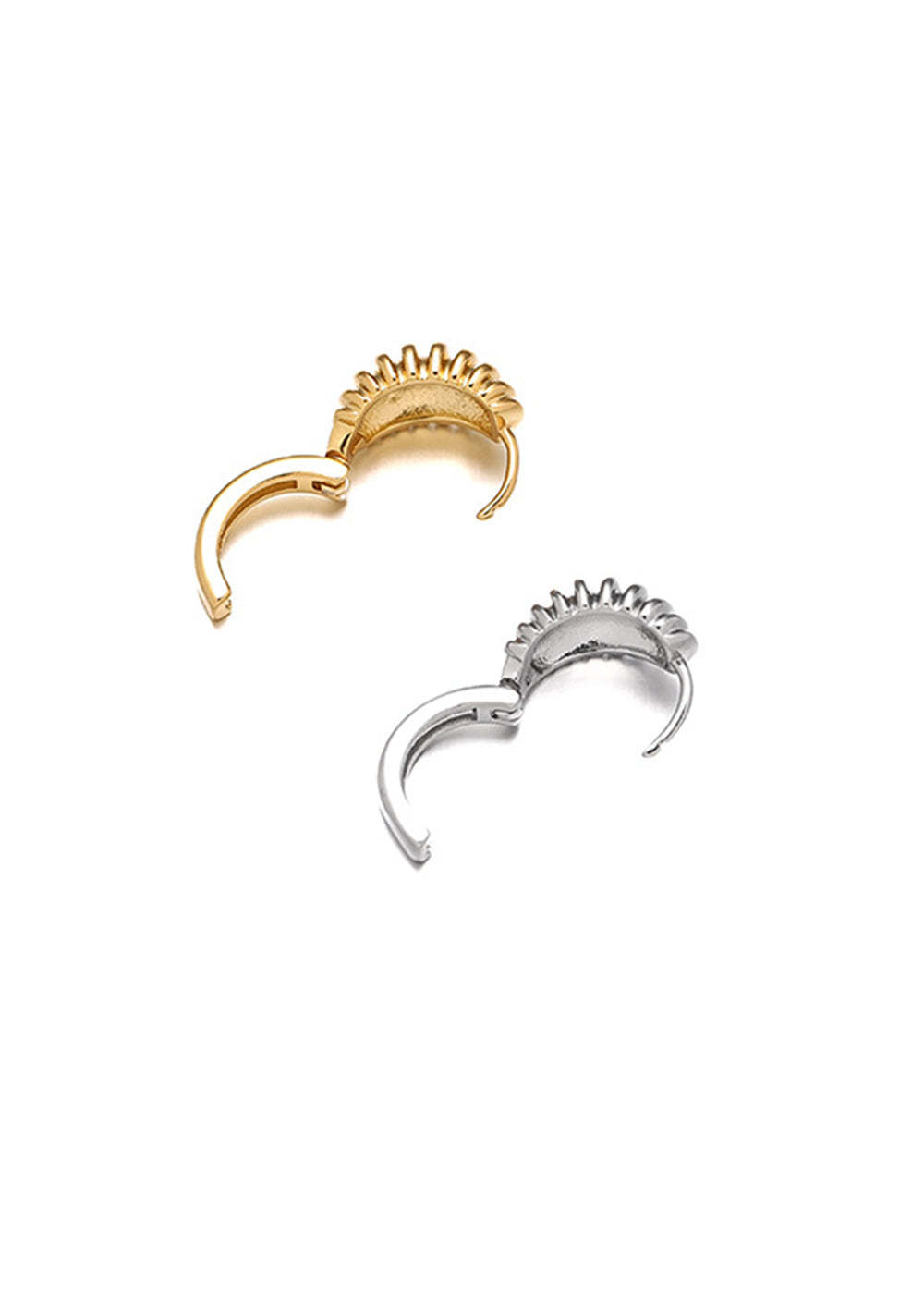 Modern Small Golden and Silver Spiral Circle Earrings