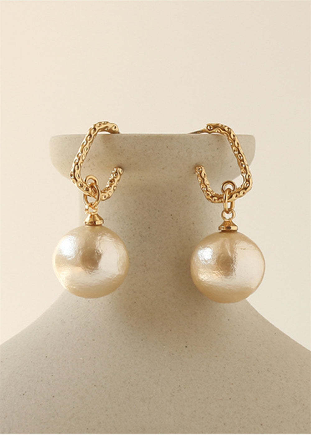 Gold Plated Geometric Pearl Earrings
