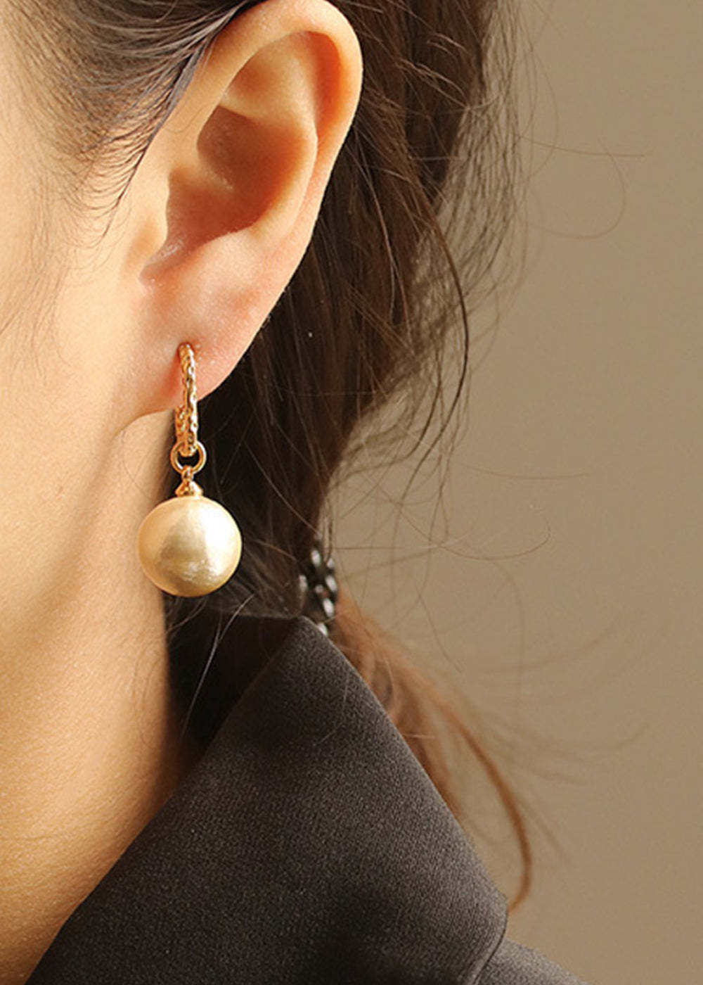Gold Plated Geometric Pearl Earrings