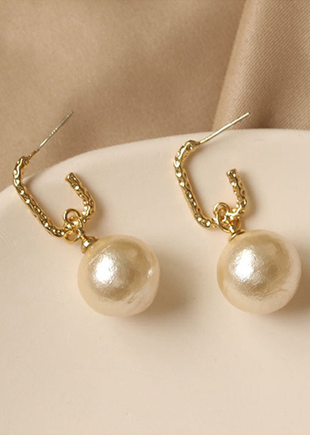 Gold Plated Geometric Pearl Earrings