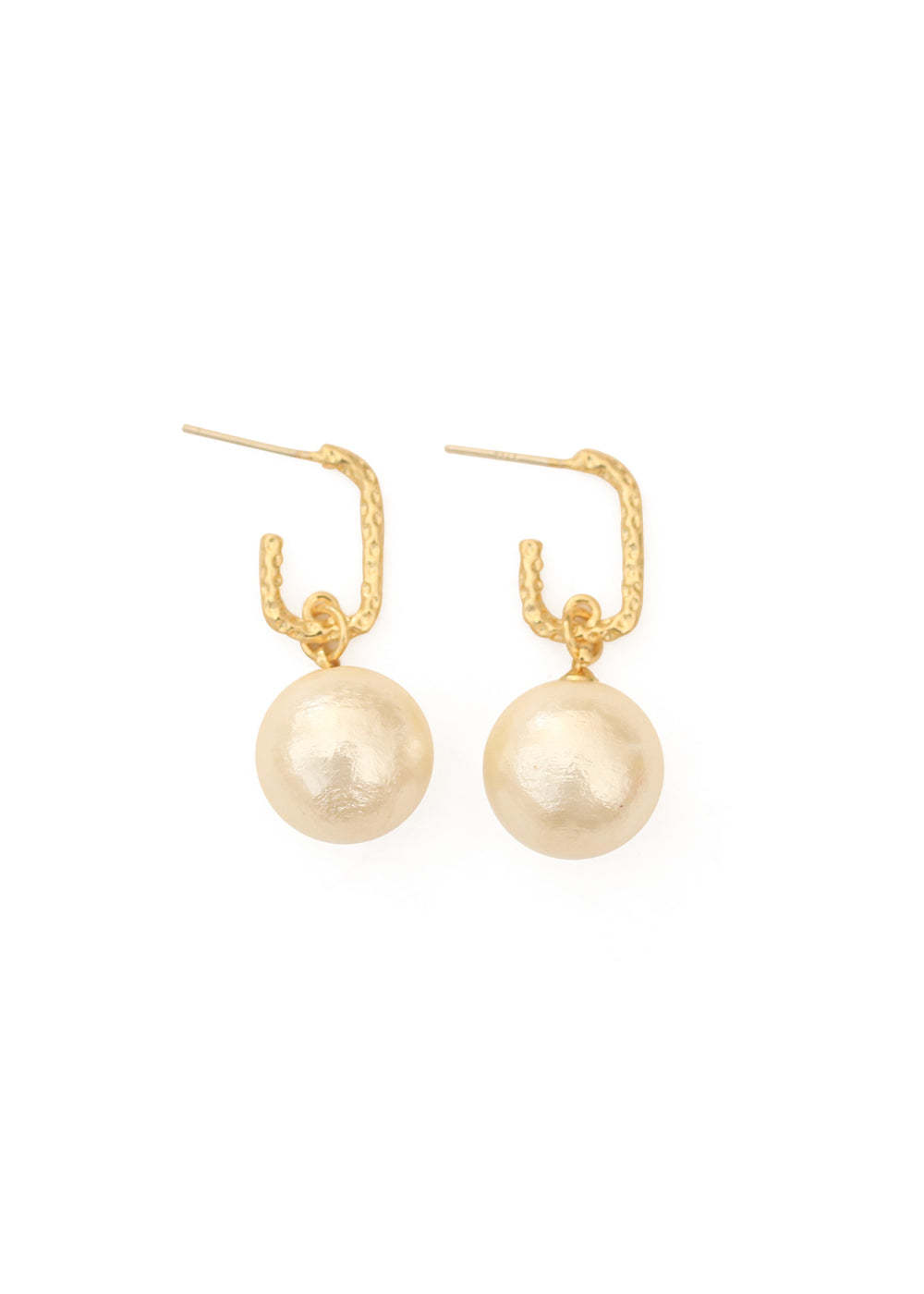 Gold Plated Geometric Pearl Earrings