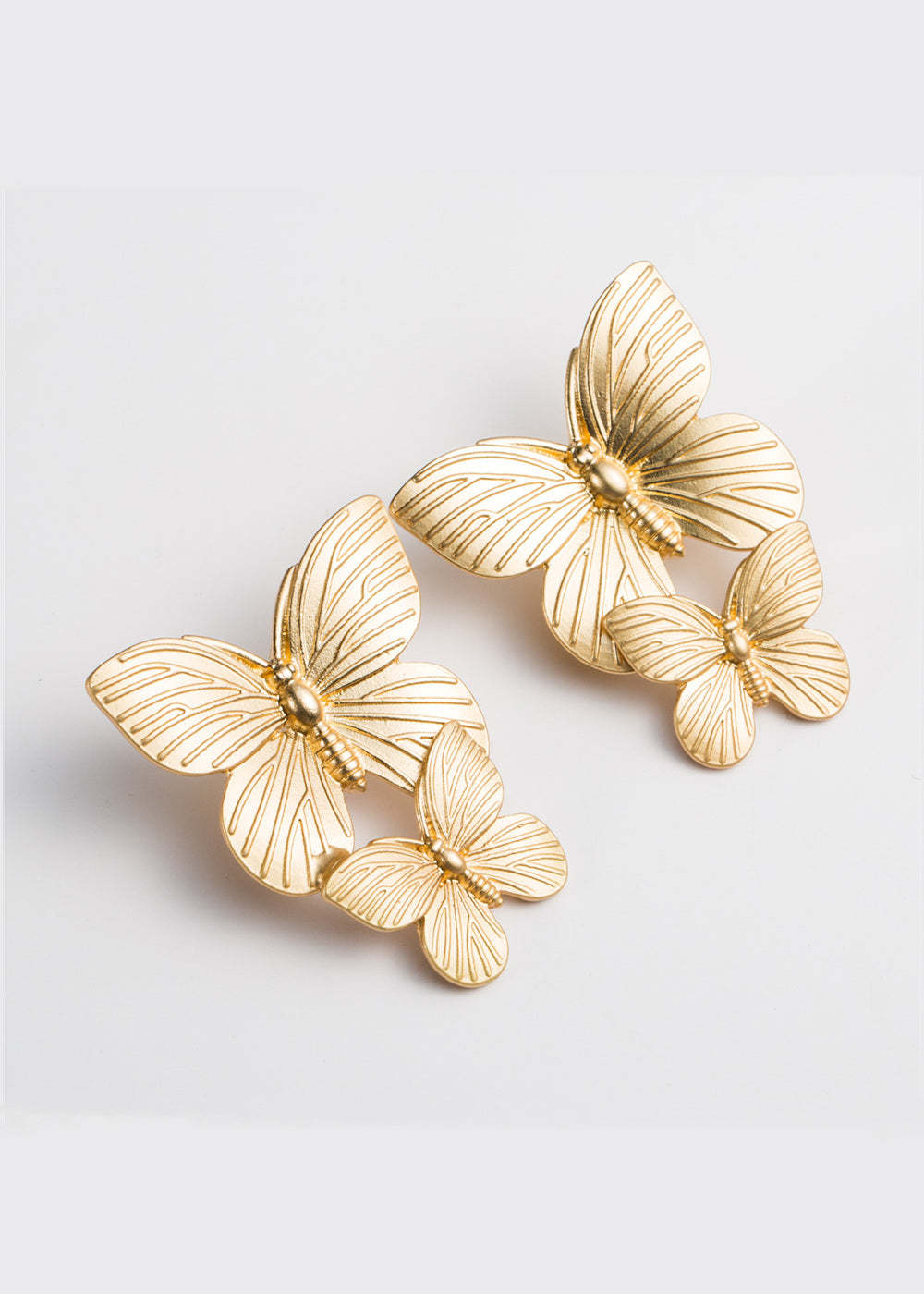 Golden Alloy Butterfly Shape Earrings