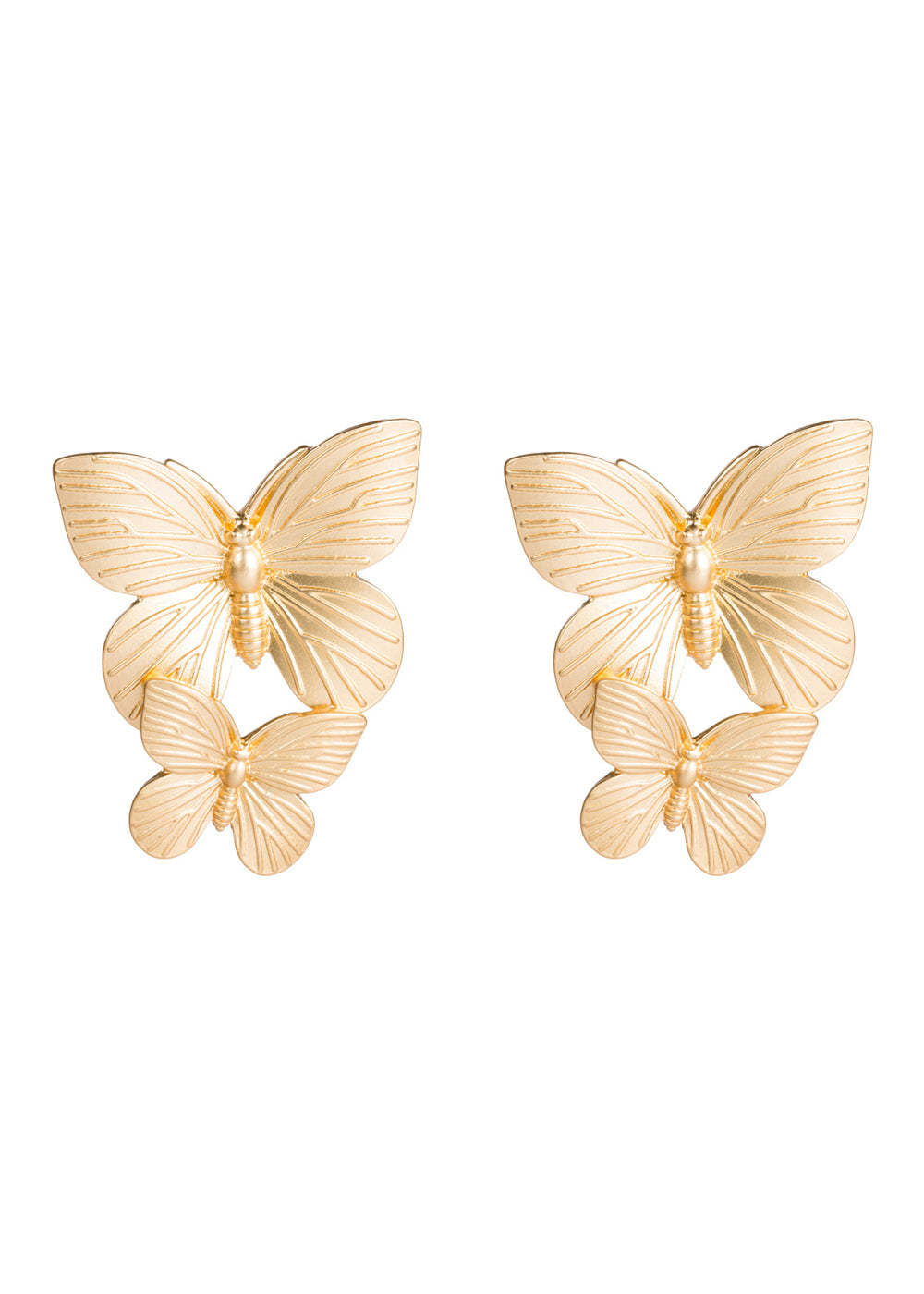 Golden Alloy Butterfly Shape Earrings