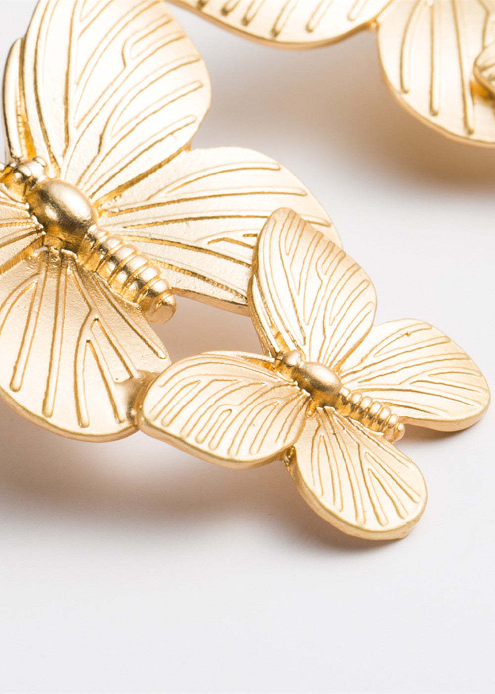 Golden Alloy Butterfly Shape Earrings
