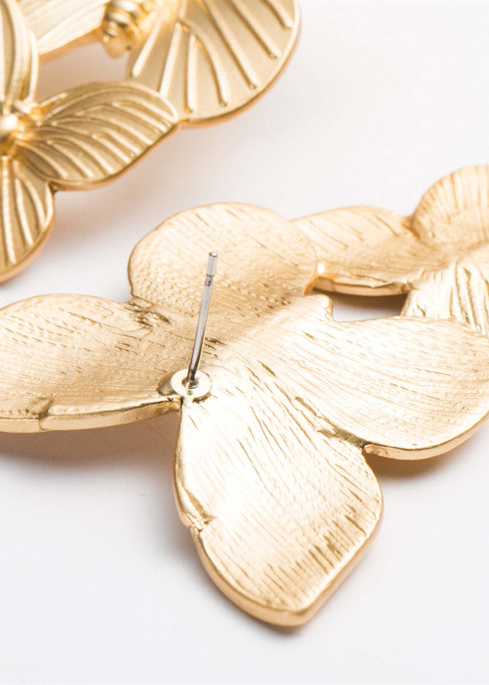 Golden Alloy Butterfly Shape Earrings