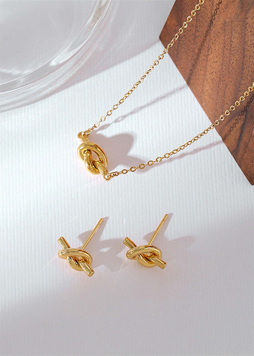 Small Knot Necklace And Stud Earrings