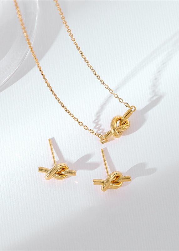 Small Knot Necklace And Stud Earrings