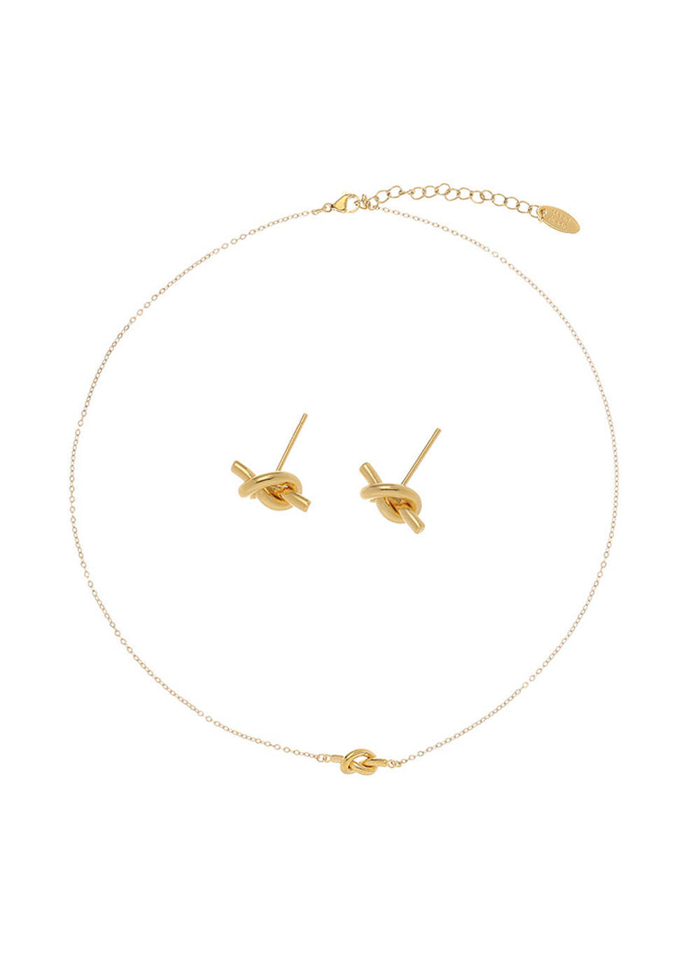 Small Knot Necklace And Stud Earrings