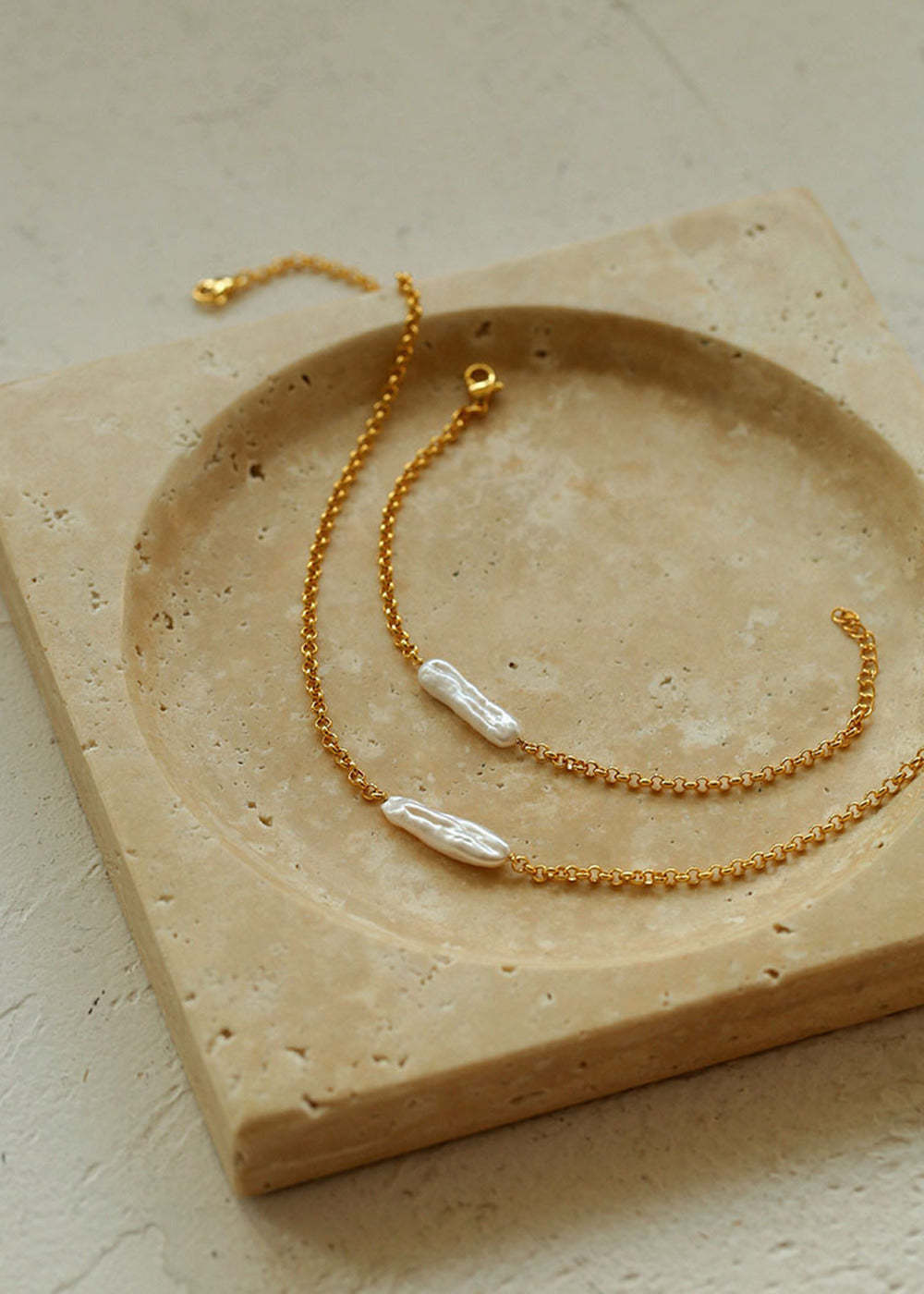 Retro Baroque Pearl Chain Necklace Bracelet