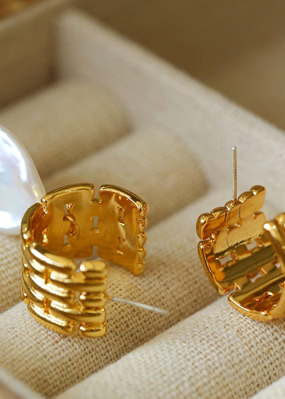 Gilded Natural Baroque Pearls Earrings