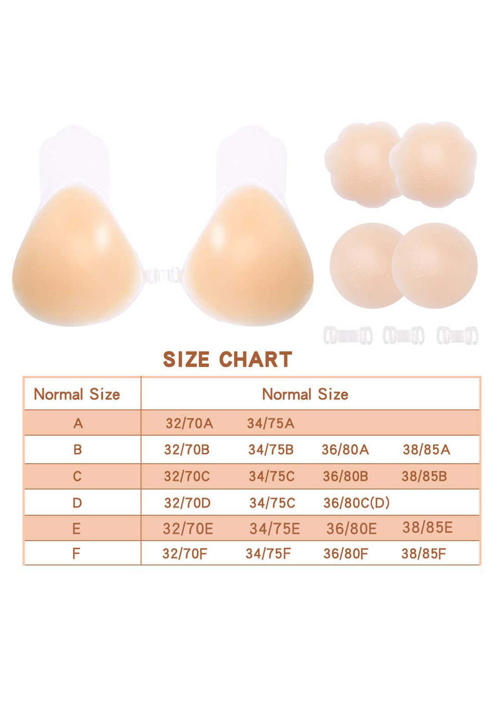 Front Closure 3/4 Cup Strapless Chinlon Invisible Bras for Wedding