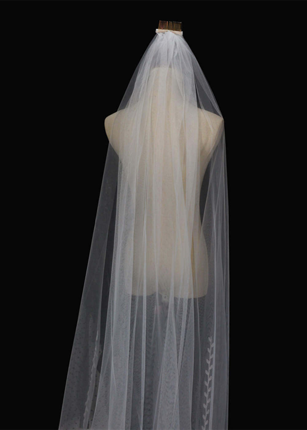 One-tier Pearl Edge Tulle Cathedral Bridal Veils