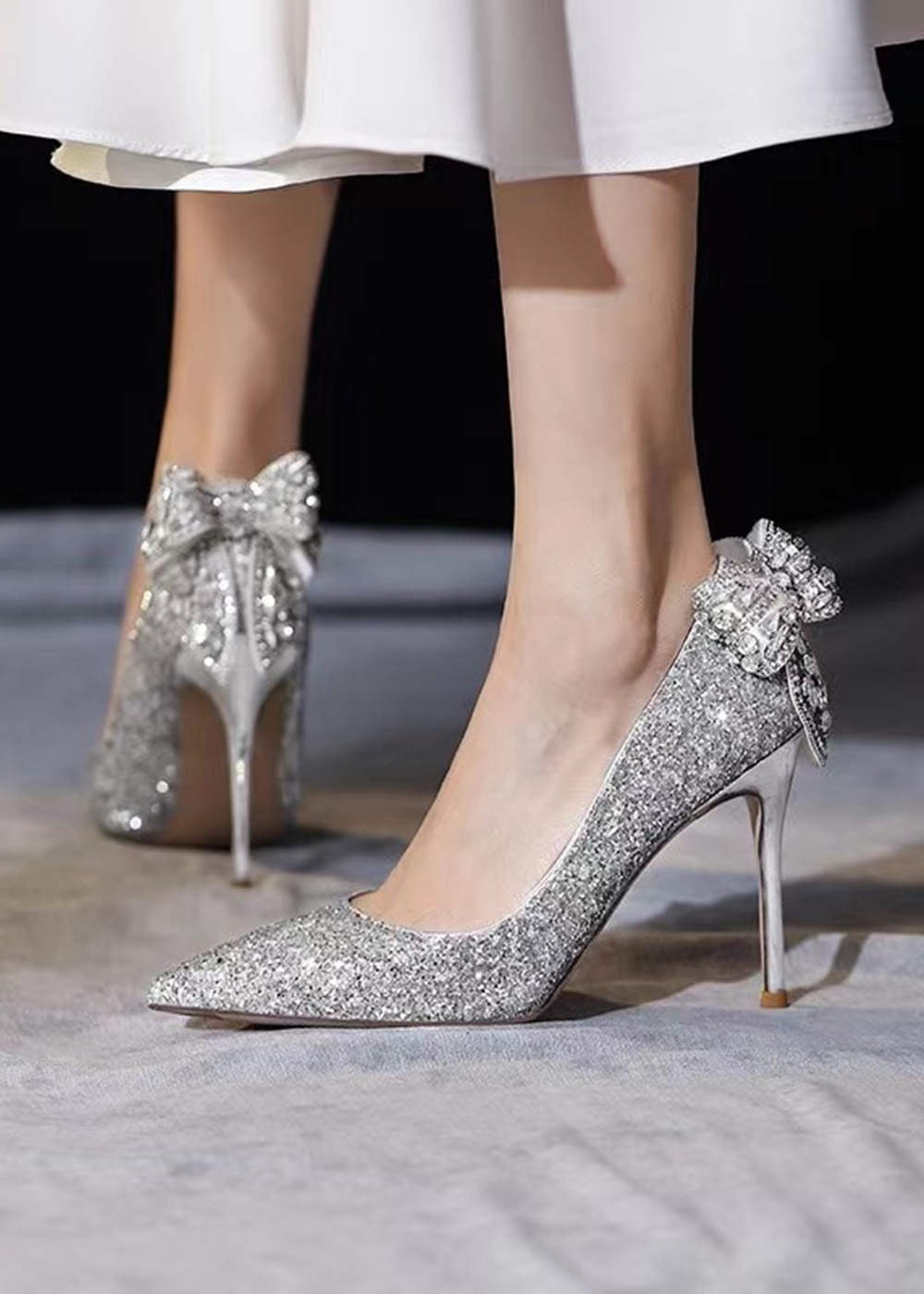 Silver 2025 diamond shoes