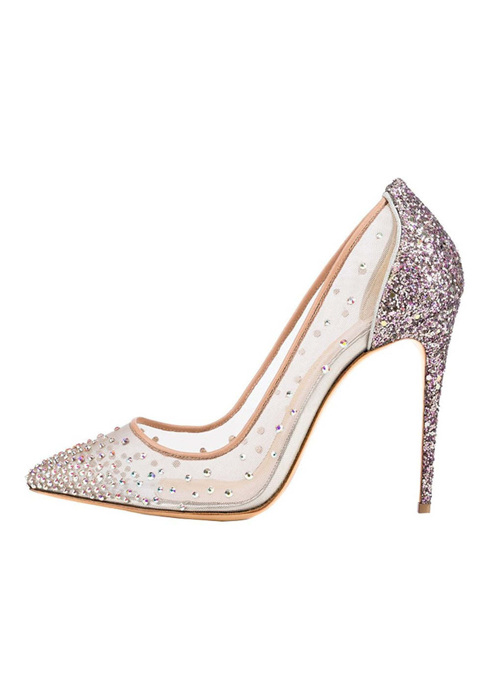 Stiletto Heel Mesh and Crystal Pumps Wedding Shoes