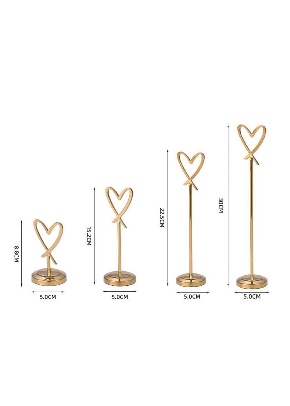 3 PCS Metal Heart Shape Place Cards Holder