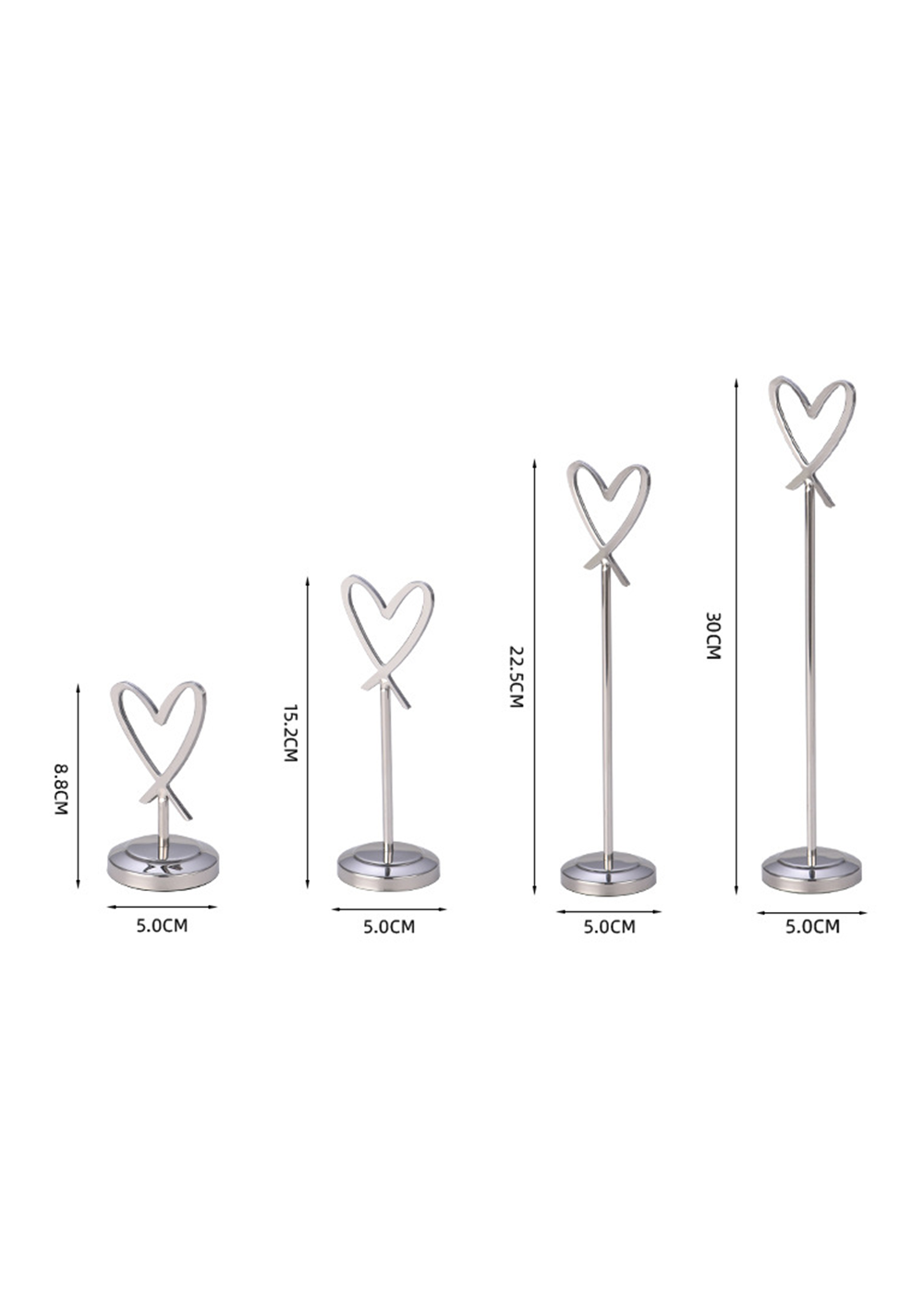 3 PCS Metal Heart Shape Place Cards Holder