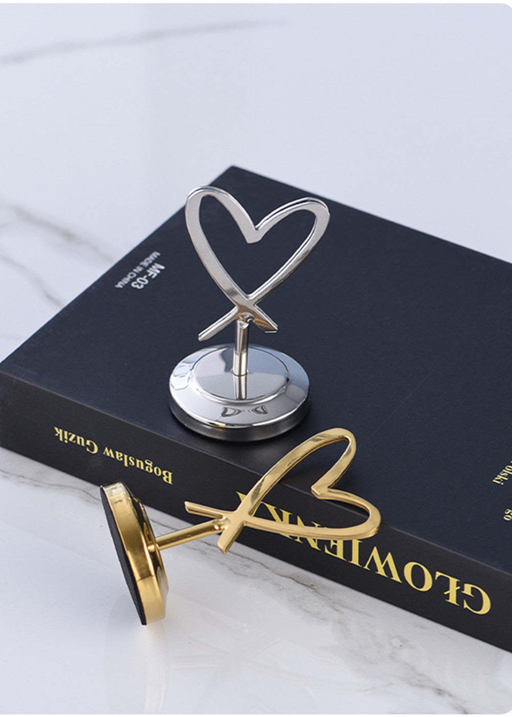 3 PCS Metal Heart Shape Place Cards Holder
