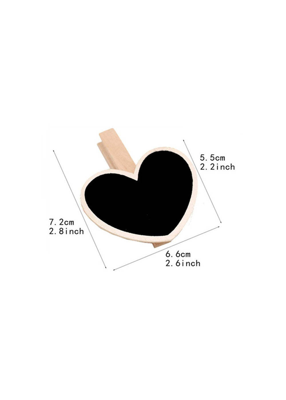 10 PCS Wooden Heart Shaped Chalkboard Clip