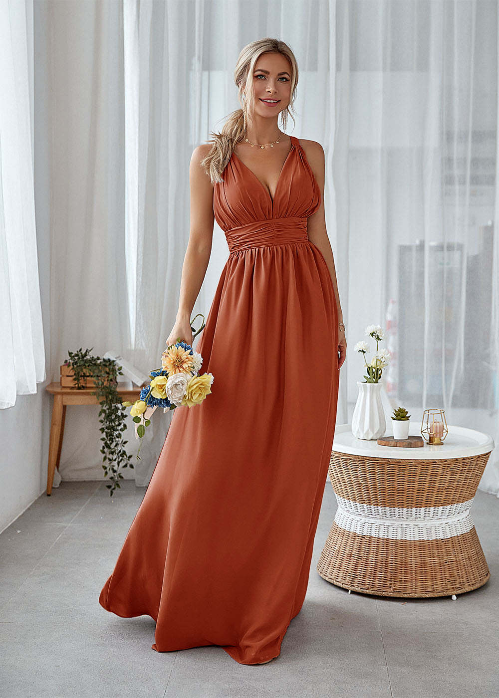 Long Backless Bridesmaid Dress
