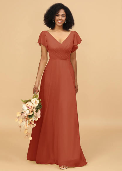 Long A-line Chiffon Bridesmaid Dress