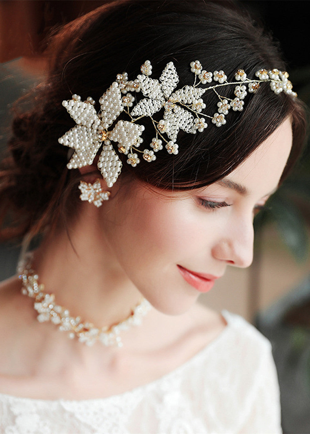 Handmade Bridal Pearl Flower Hairband