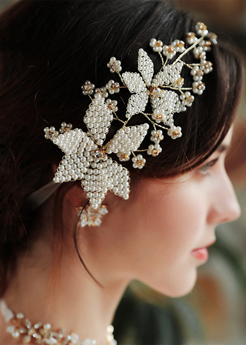 Handmade Bridal Pearl Flower Hairband