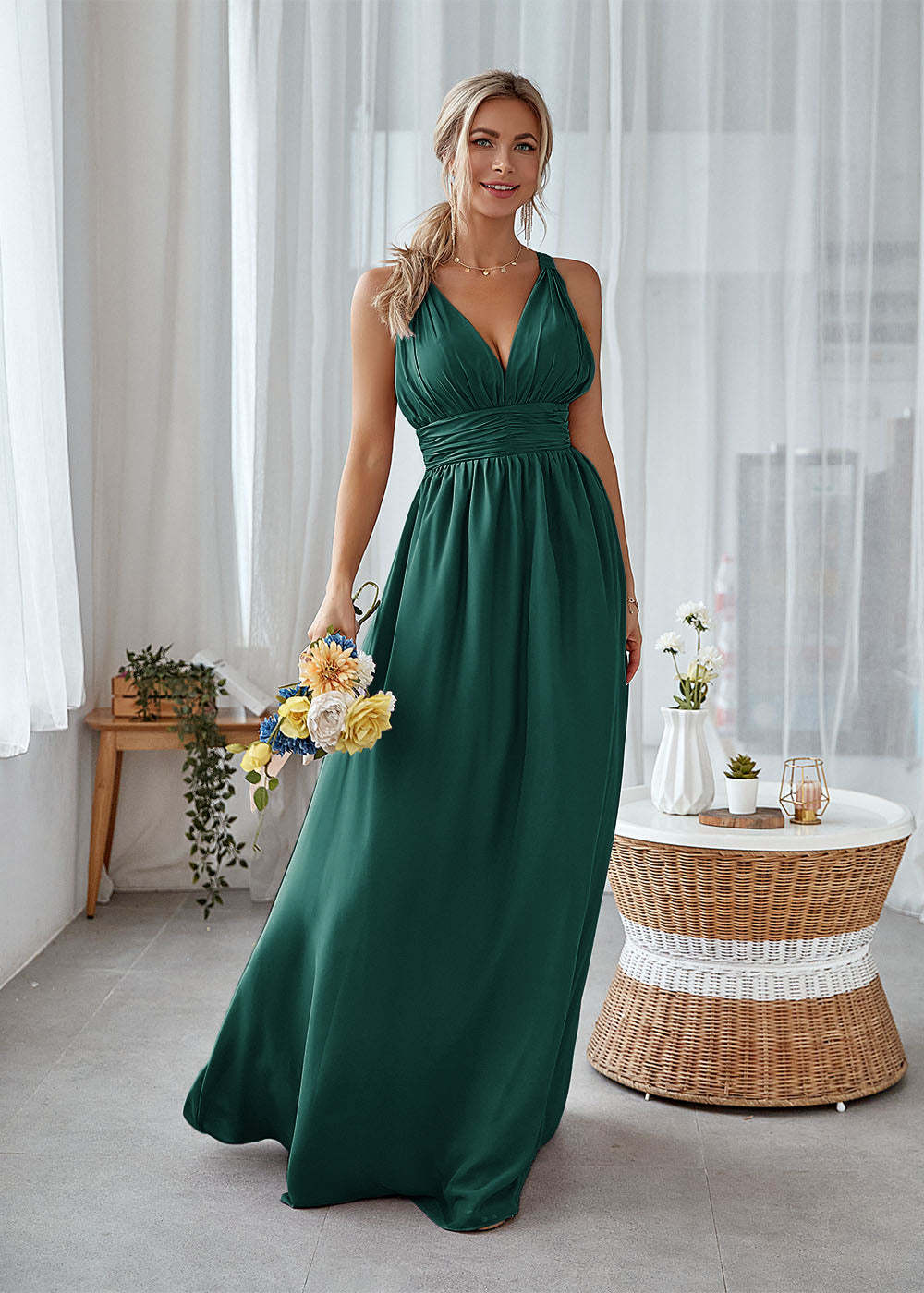 Long Backless Bridesmaid Dress