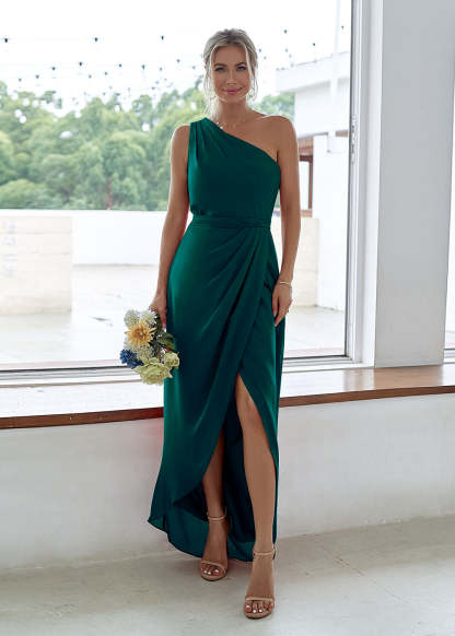 One-Shoulder Long Asymmetrical Bridesmaid Dress