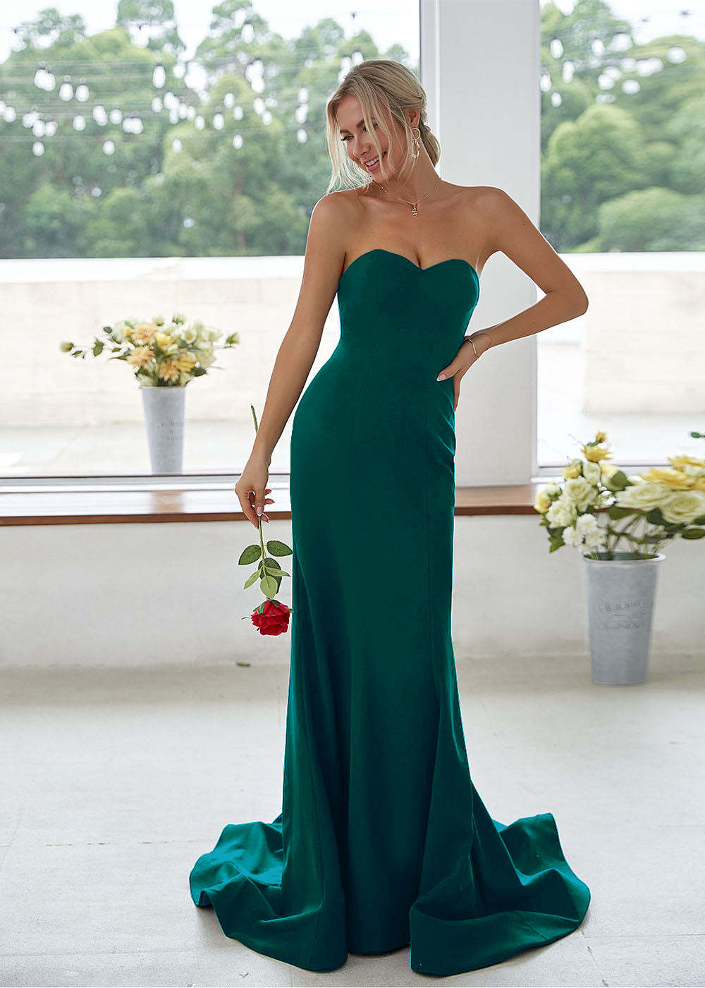 Sweetheart Long Mermaid Bridesmaid Dress