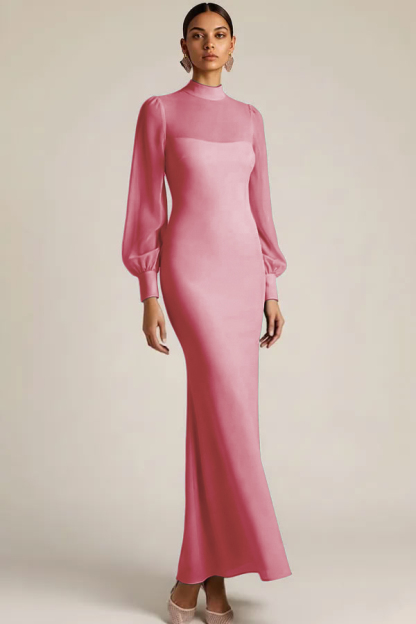 Emerald Green High Neck Mermaid Long Sleeves Wedding Guest Dress