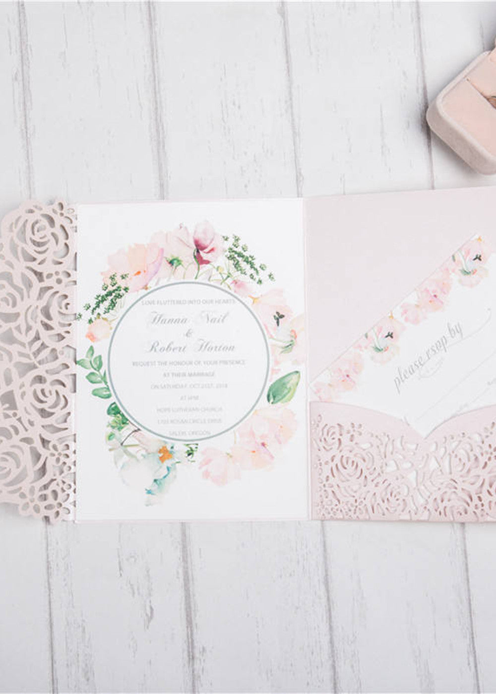 10 PCS Pink Hollow Out Wedding Invitation