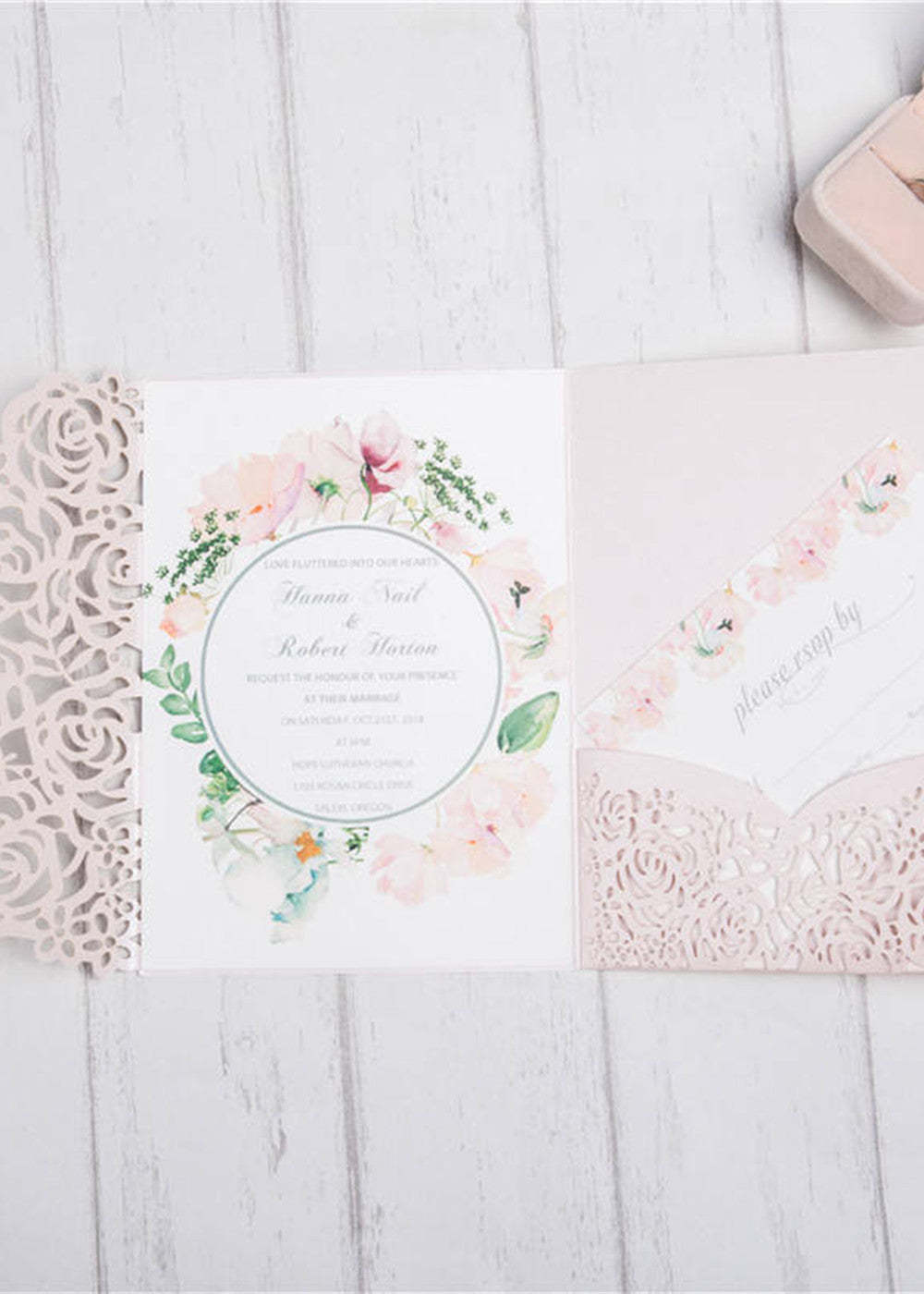 10 PCS Pink Hollow Out Wedding Invitation