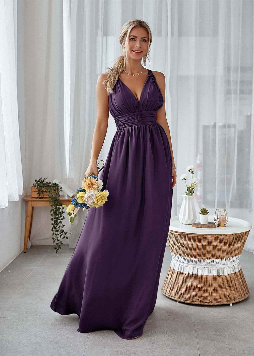 Long Backless Bridesmaid Dress