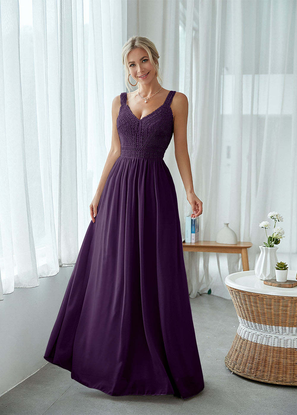 Straps Maxi Dress with Lace
