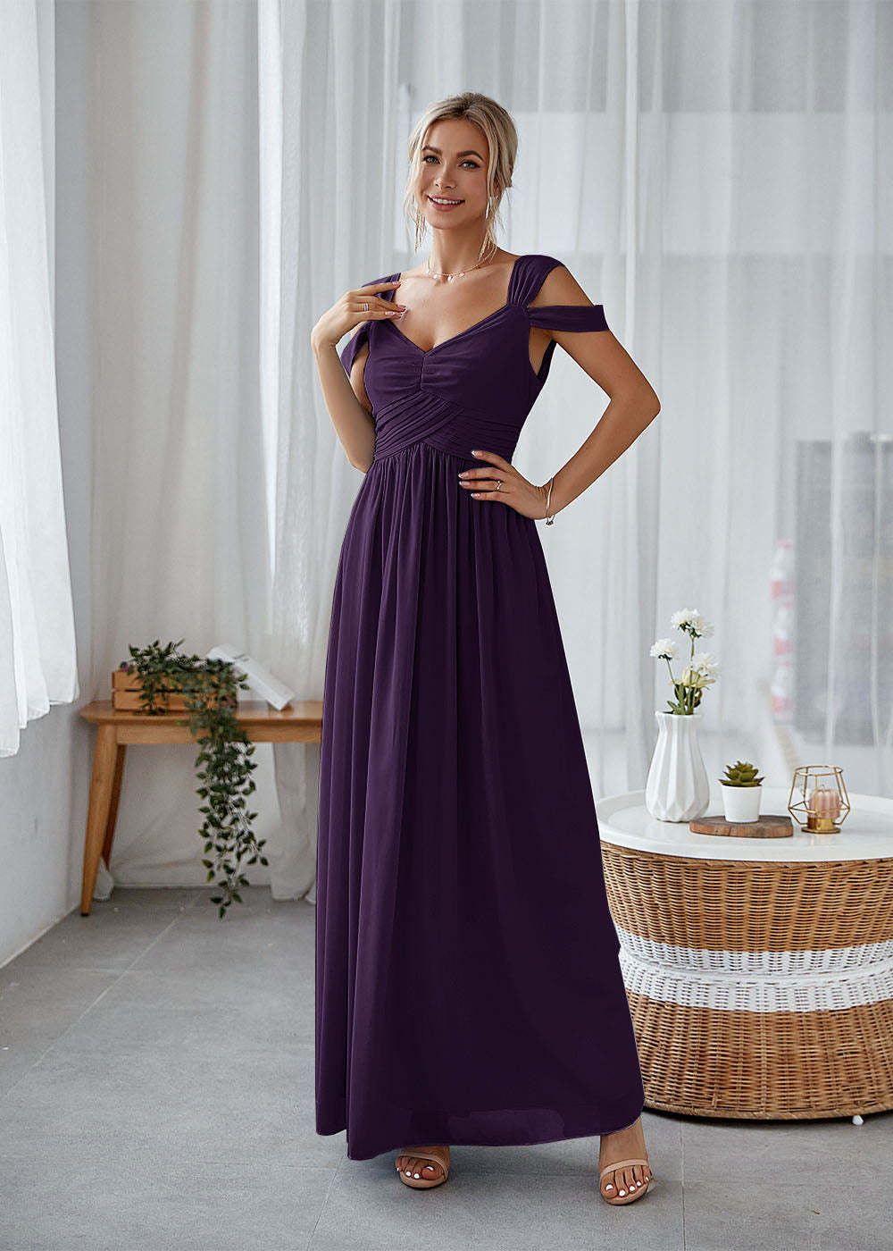 A-line Straps Maxi Dress