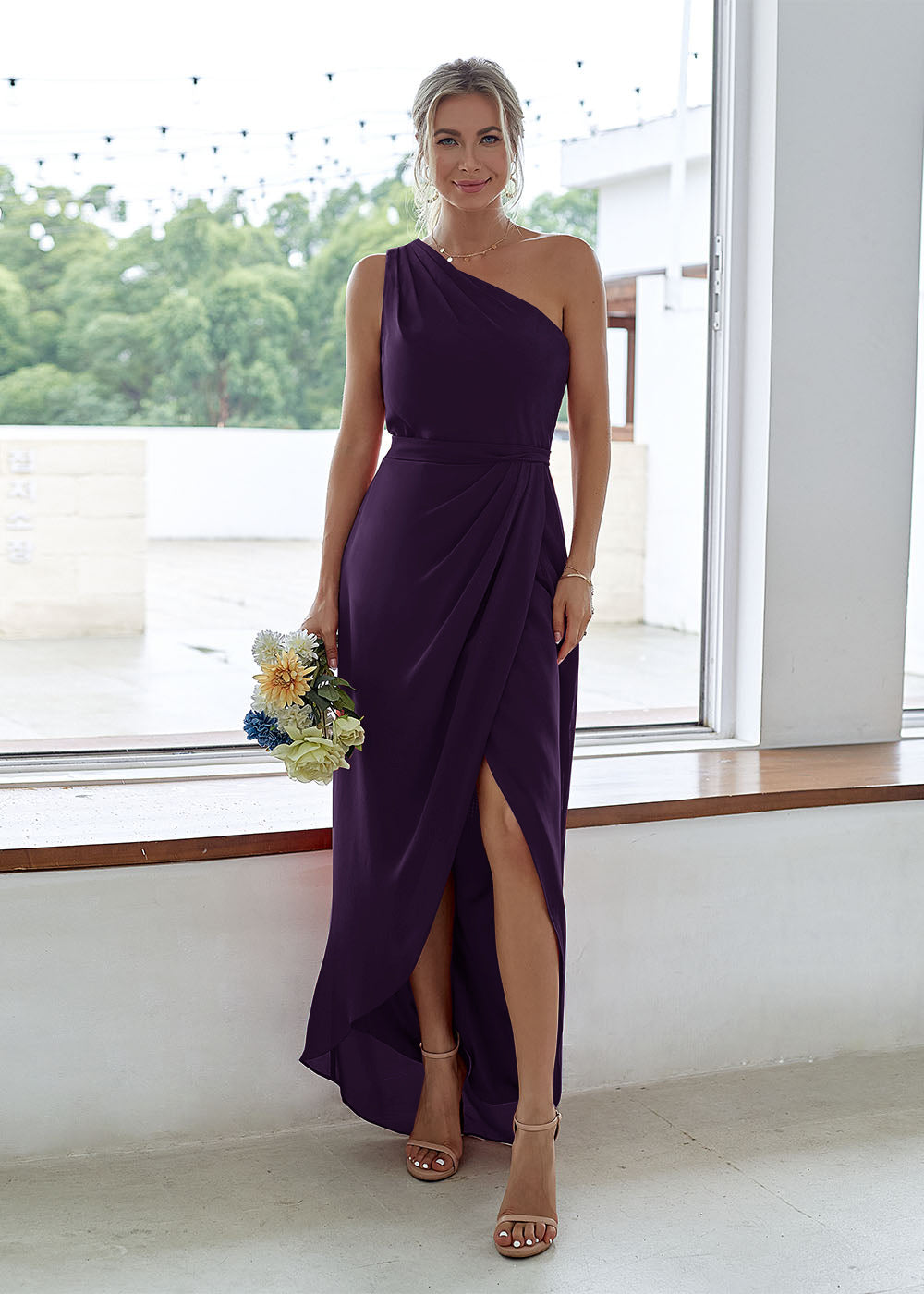 One-Shoulder Long Asymmetrical Bridesmaid Dress