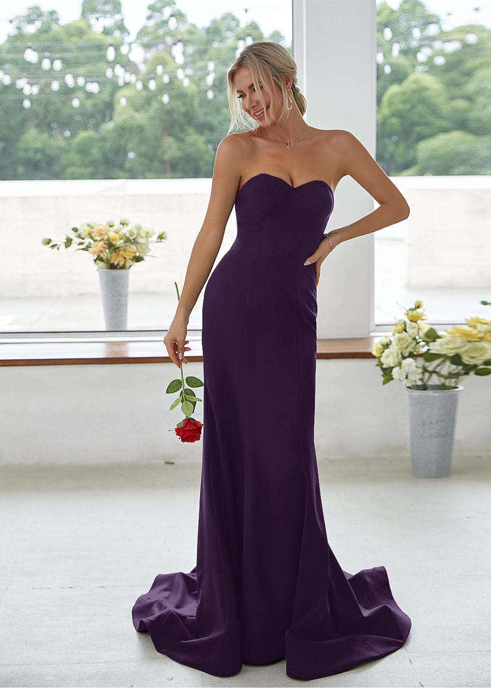 Sweetheart Long Mermaid Bridesmaid Dress