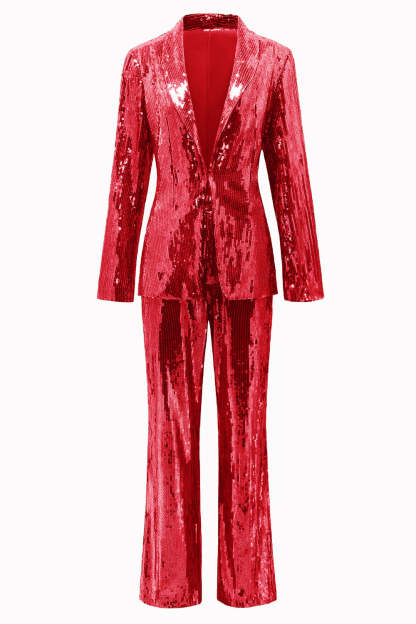 Golden Sparkly Sequined 2 Piece Women Party Suits