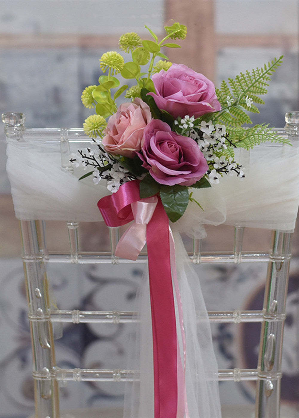 3 PCS Wedding Aisle Chair Floral Decorations