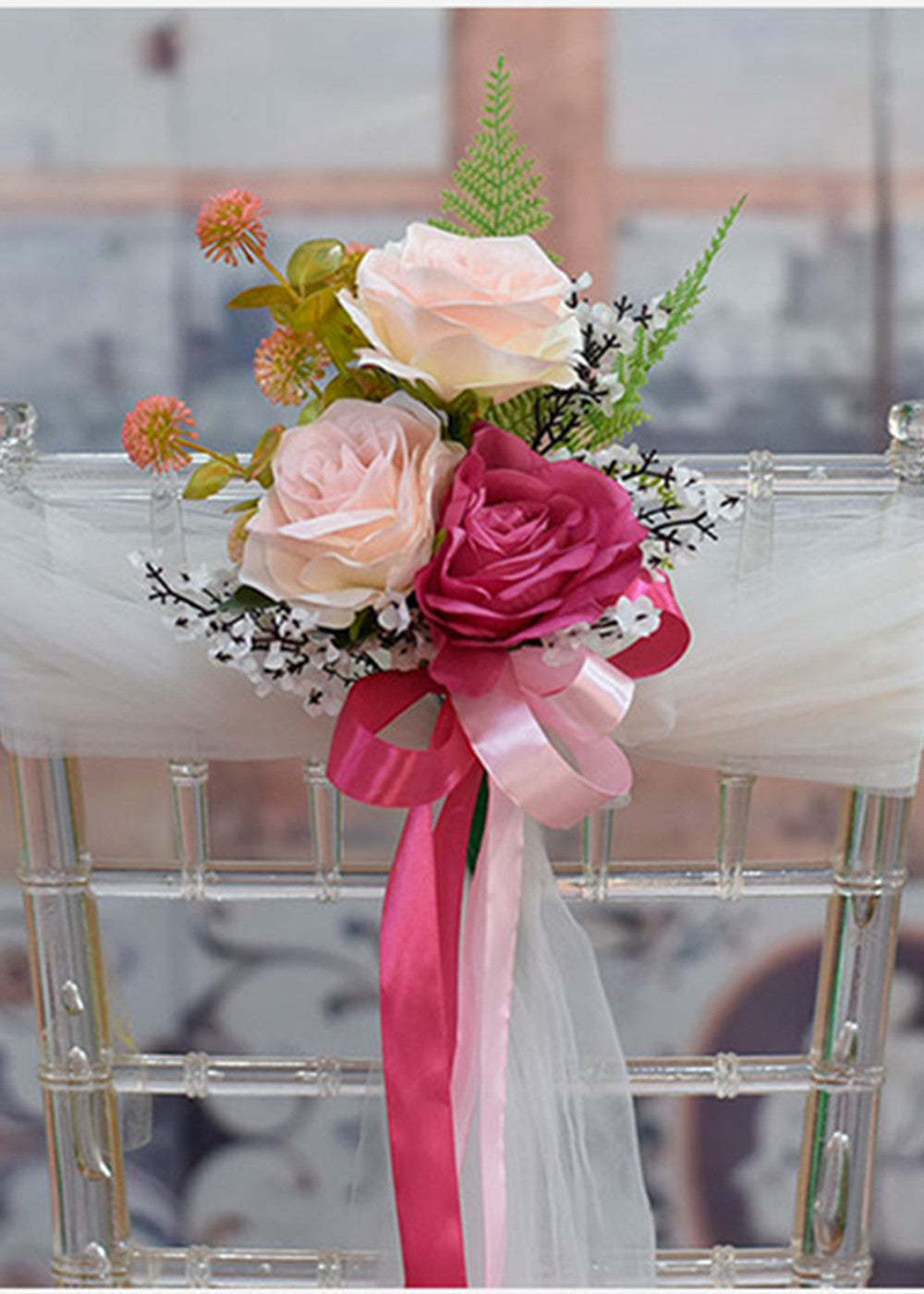 3 PCS Wedding Aisle Chair Floral Decorations