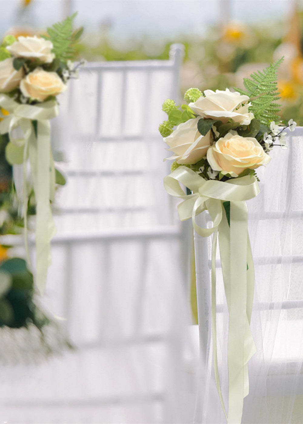 3 PCS Wedding Aisle Chair Floral Decorations