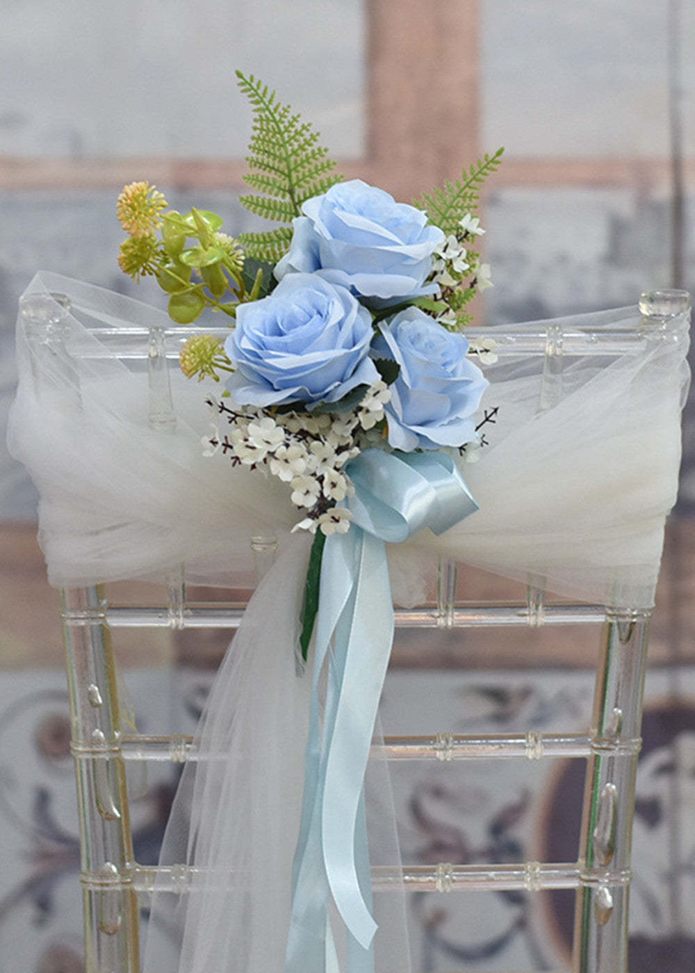 3 PCS Wedding Aisle Chair Floral Decorations