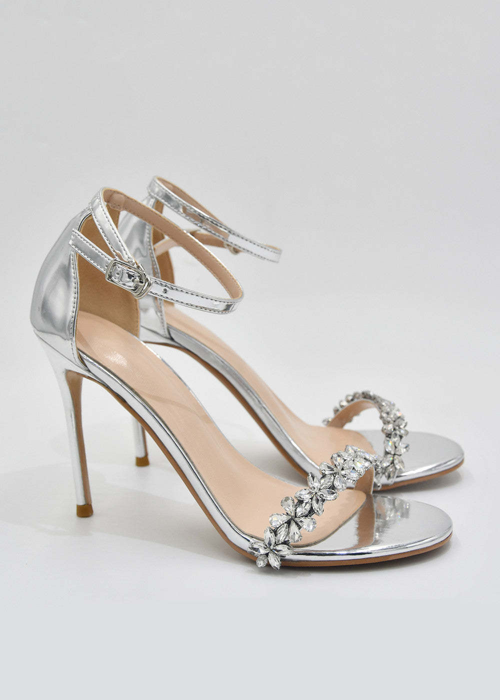 Silver High Heel Sandals Stiletto Wedding Shoes