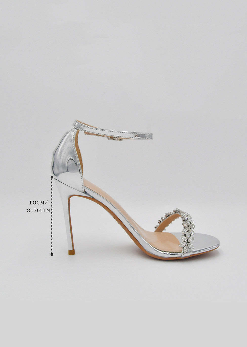 Silver High Heel Sandals Stiletto Wedding Shoes