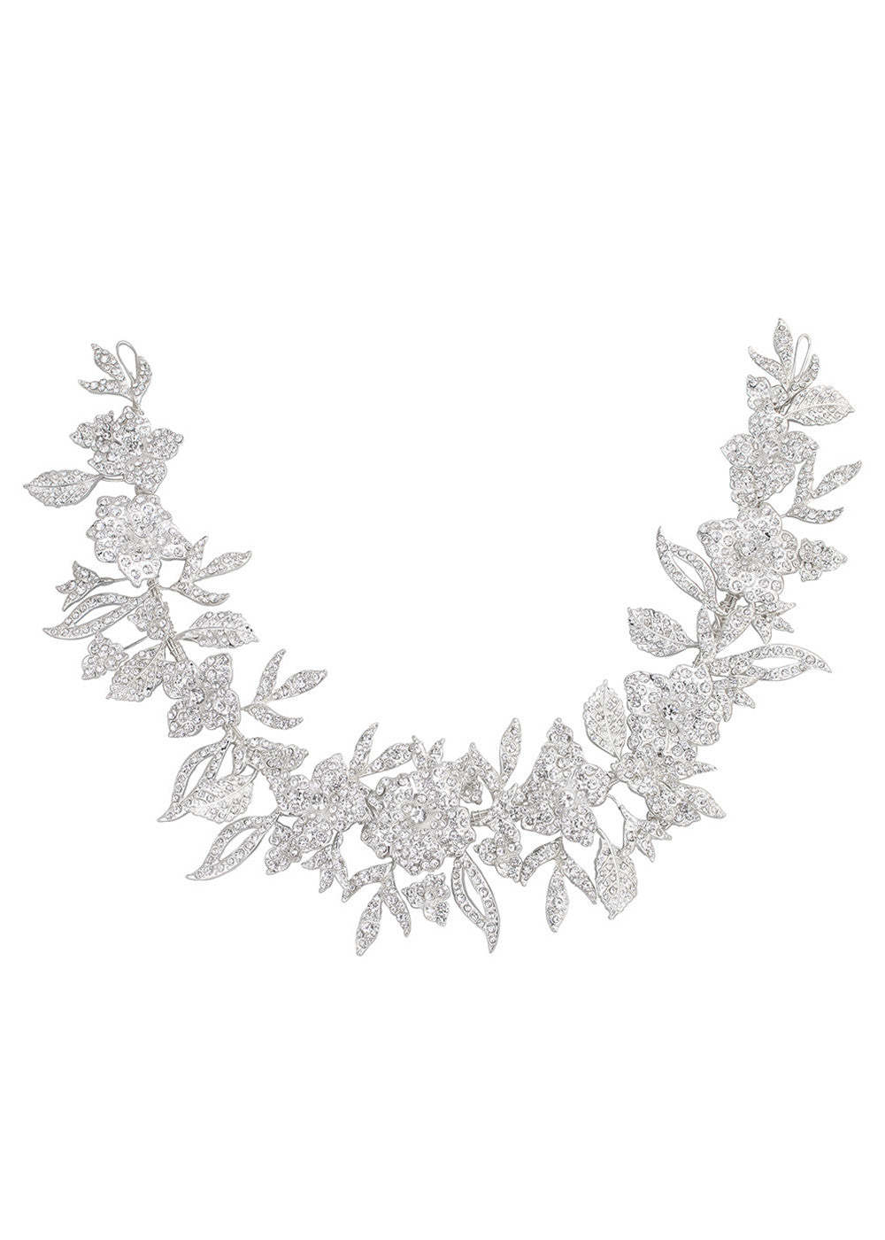 Silver Delicate Floral Bridal Sash Belt