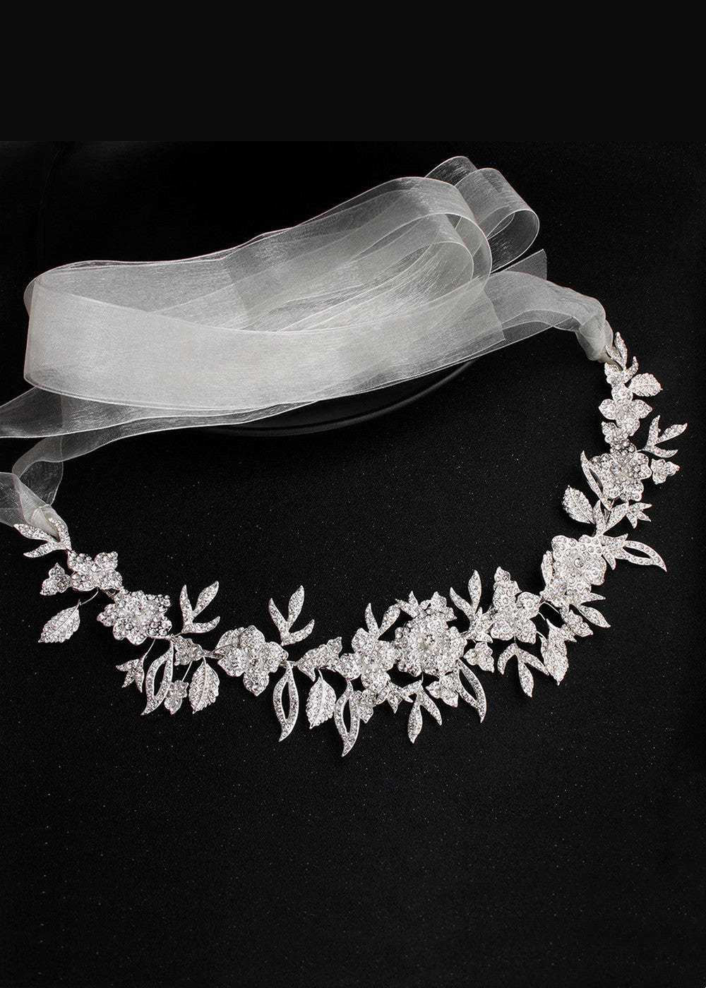 Silver Delicate Floral Bridal Sash Belt