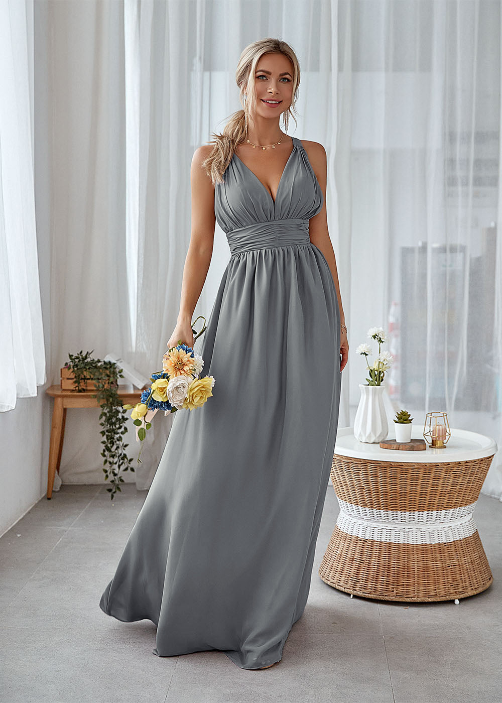 Long Backless Bridesmaid Dress