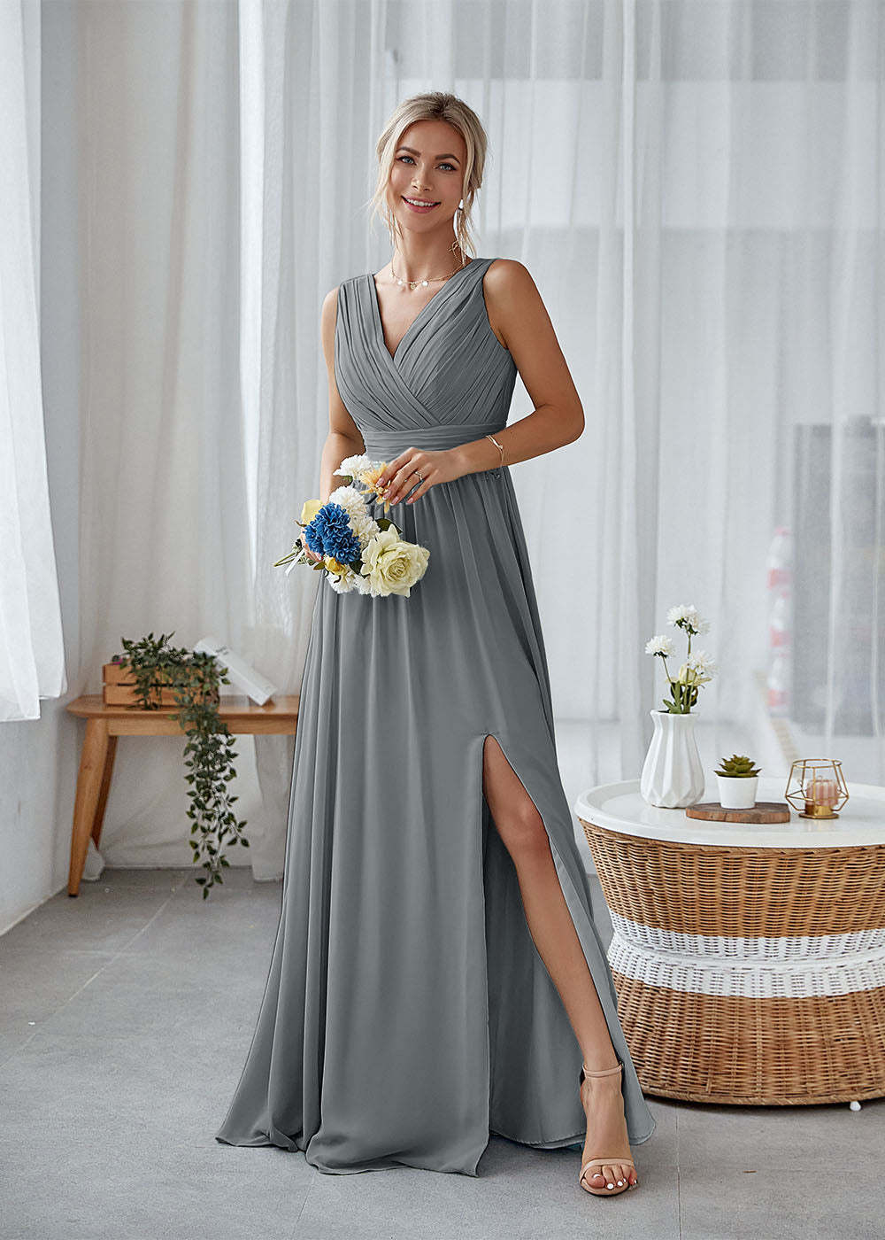 Long Bridesmaid Dress with Split